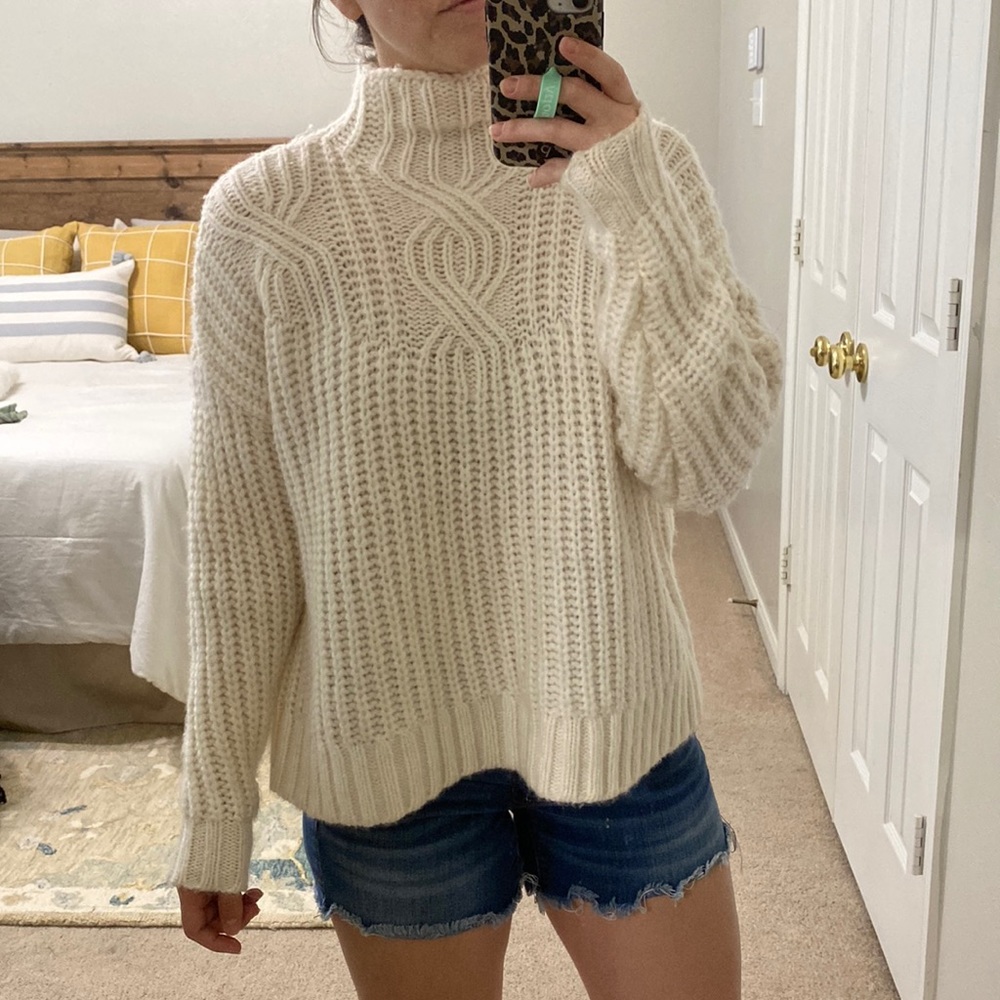 Aerie cable knit mock neck sweater